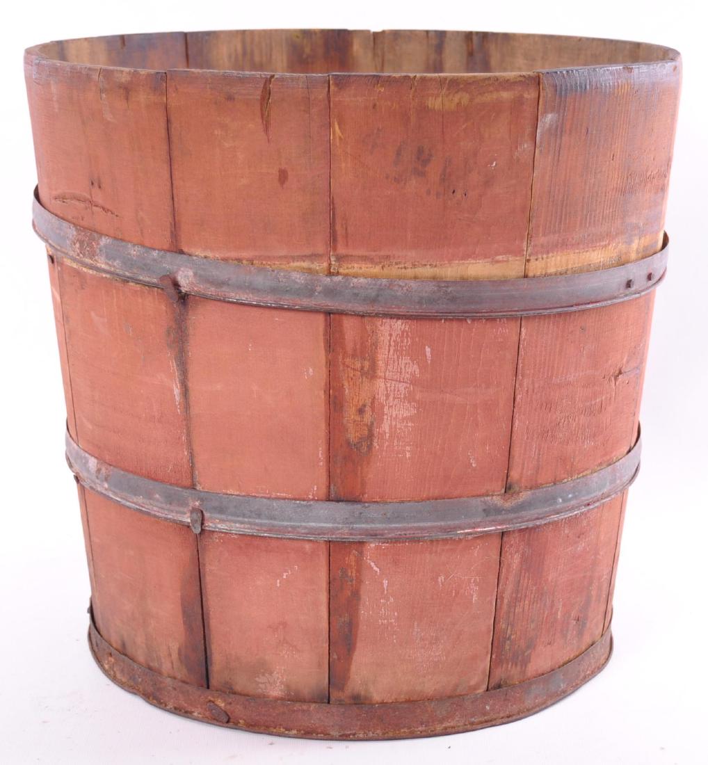 Antique Primitive Wood Bucket: 15 1/2 x 14 1/2 inches