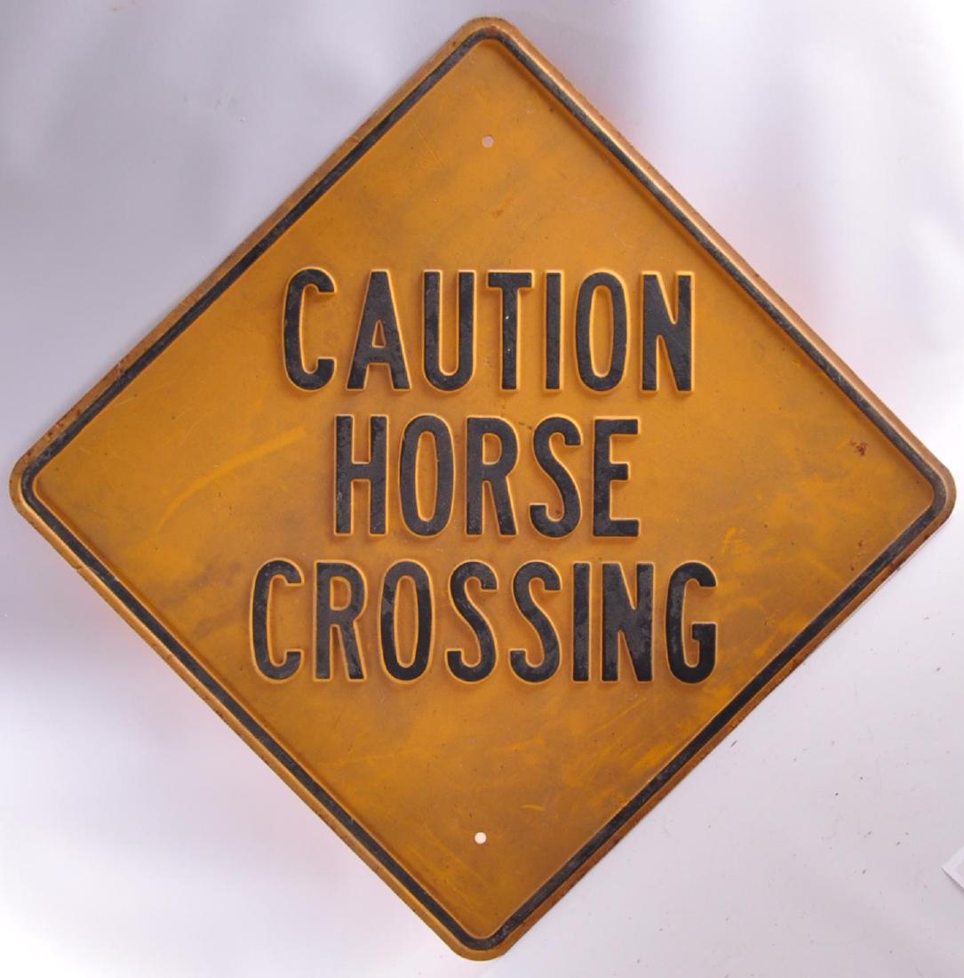 "Caution Horse Crossing" Metal Road Sign: 24 x 24 inches