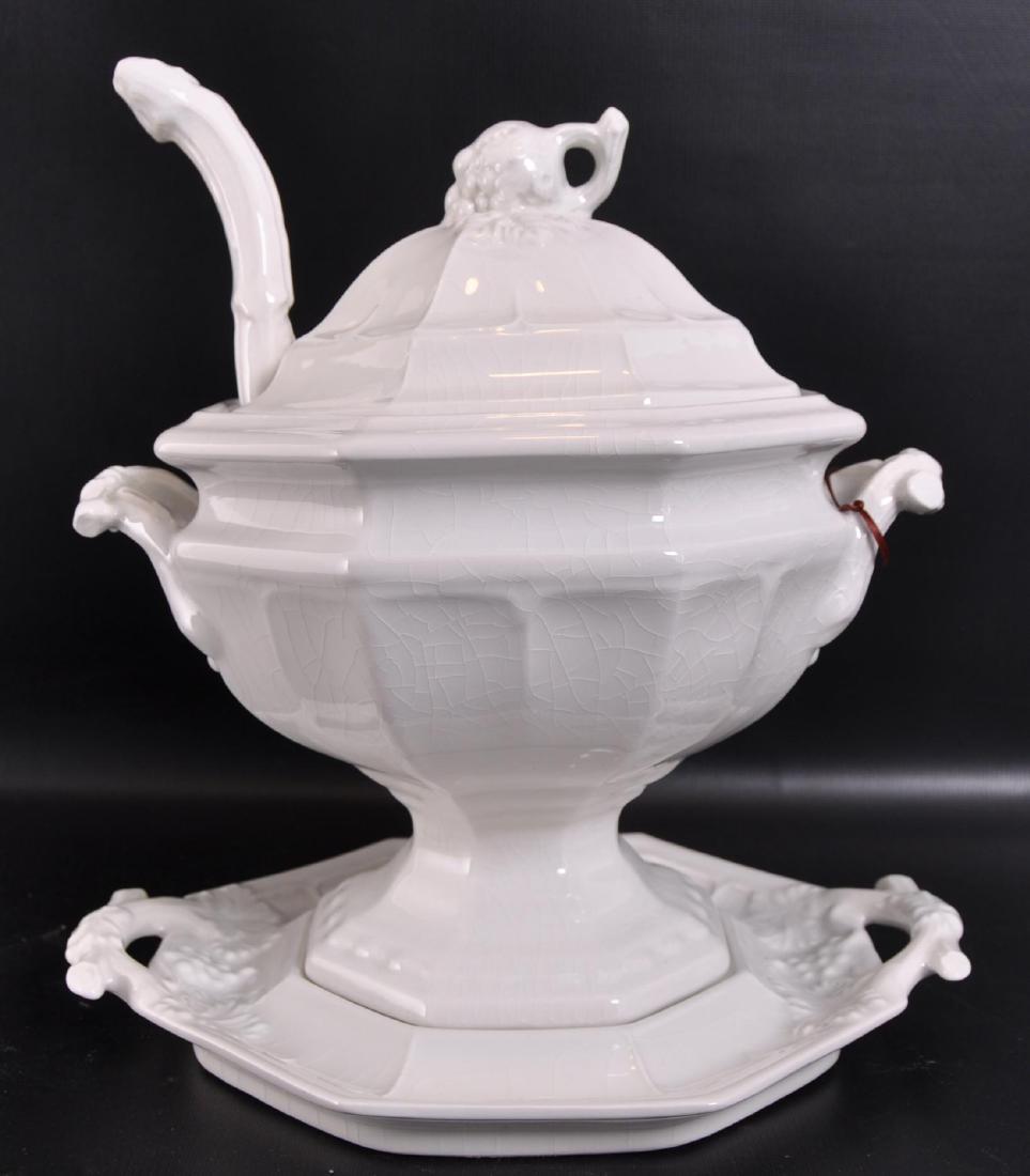 Antique Red Cliff Heritage Ironstone Soup Tureen with: 13 x 14 1/2 inches. Very fine, vintage condition