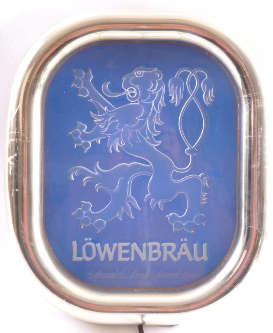 Vintage Lowenbrau Light Up Advertising Beer Sign: Working Condition , 15 x 17 1/2 inches