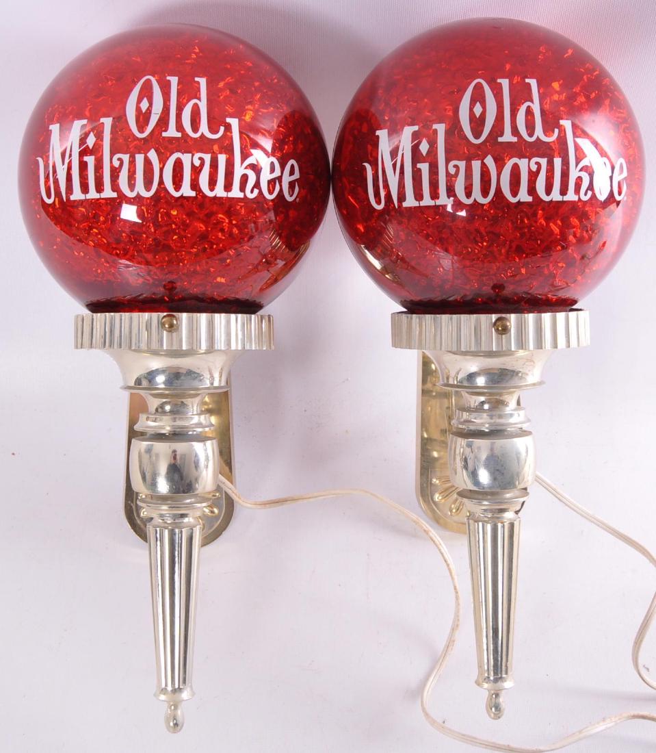 Pair of Vintage Old Milwaukee Light Up Advertising Beer: Working Condition, 6 1/2 x 16 inches