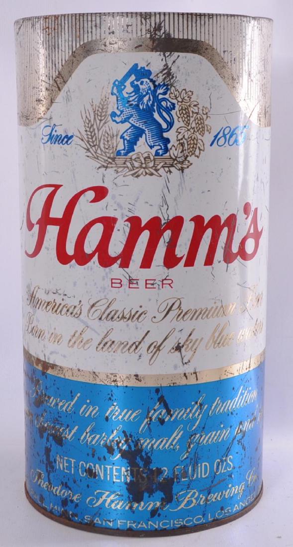 Vintage Hamm's Beer Advertising Metal Waste Bin: 10 x 19 inches
