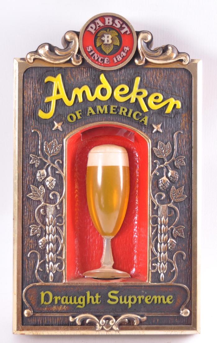 Vintage Andeker Light Up Advertising Beer Sign: Working Condition, 10 1/2 x 18 inches