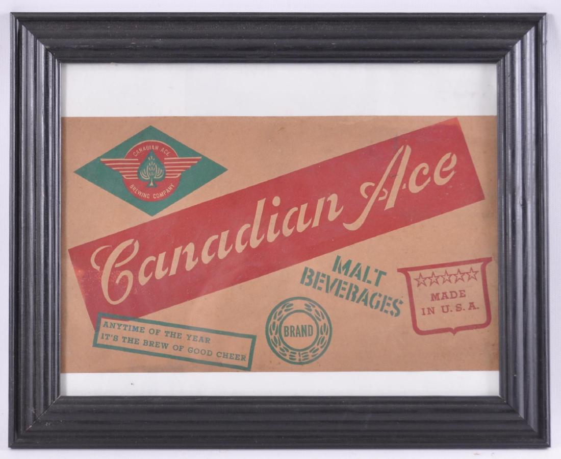 Vintage Canadian Ace Framed Advertisement: 15 3/4 x 12 3/4 inches