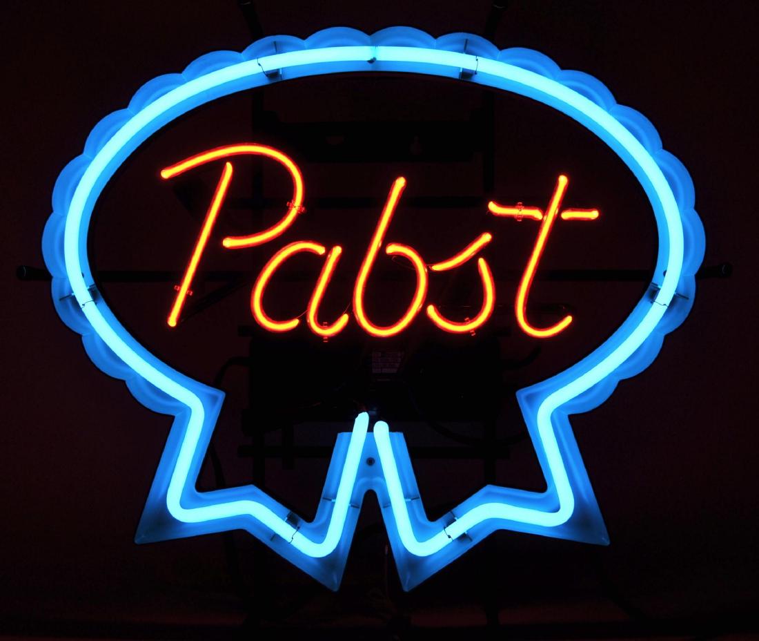 Pabst Blue Ribbon Light Up Advertising Neon Beer Sign: New and in Working Condition, 22 1/2 x 20 1/2 inches, Includes Box
