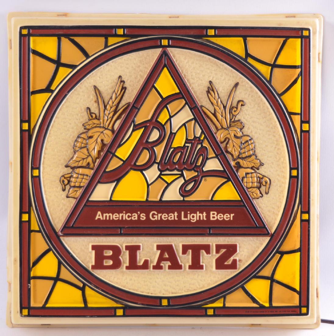 Vintage Blatz Light Up Advertising Beer Sign: Working Condition, 18 x 18 inches