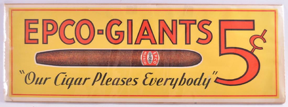 Vintage Epco-Giants 5 Cent Cigars Advertisement: 22 x 8 inches