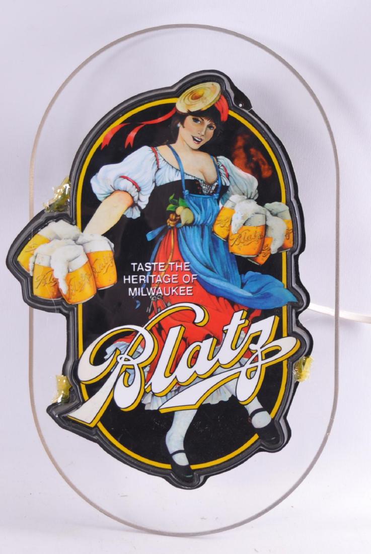 Blatz Light Up Advertising Beer Sign: Working Condition, 11 x 17 inches, Repaired