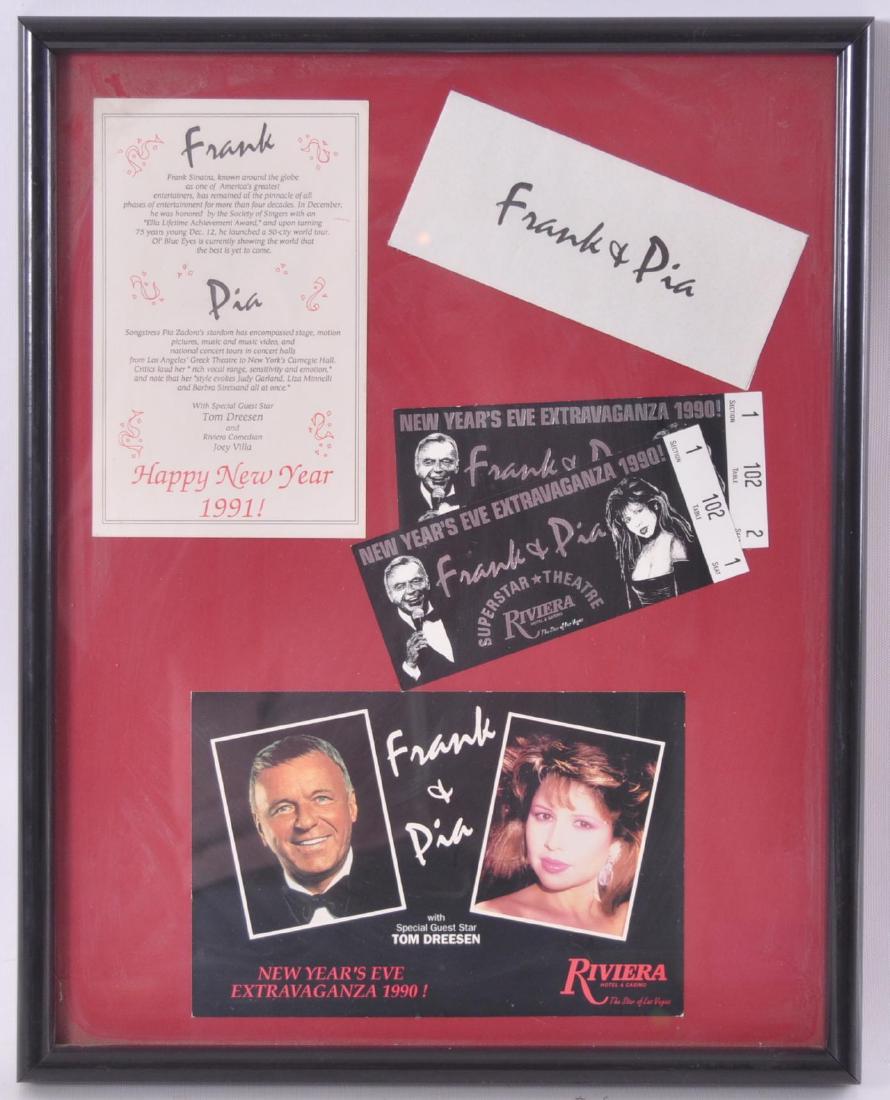 New Years 1991 Frank Sinatra and Pia Framed Tickets and: 15 1/2 x 19 1/2 inches