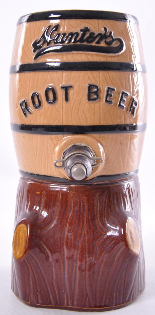 Vintage Hunter's Root Beer Advertising Stoneware: Chipped Lid , 6 x 9 1/2 x 12 1/2 inches