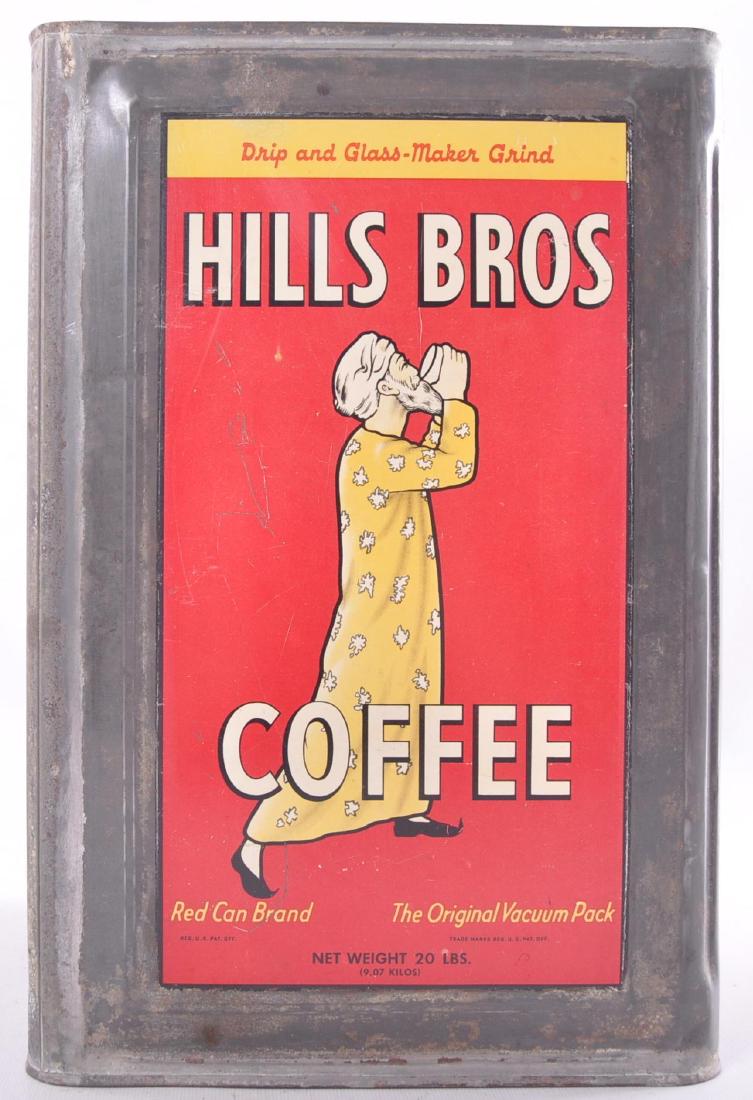 Large Vintage Hills Bros Coffee Advertising Tin