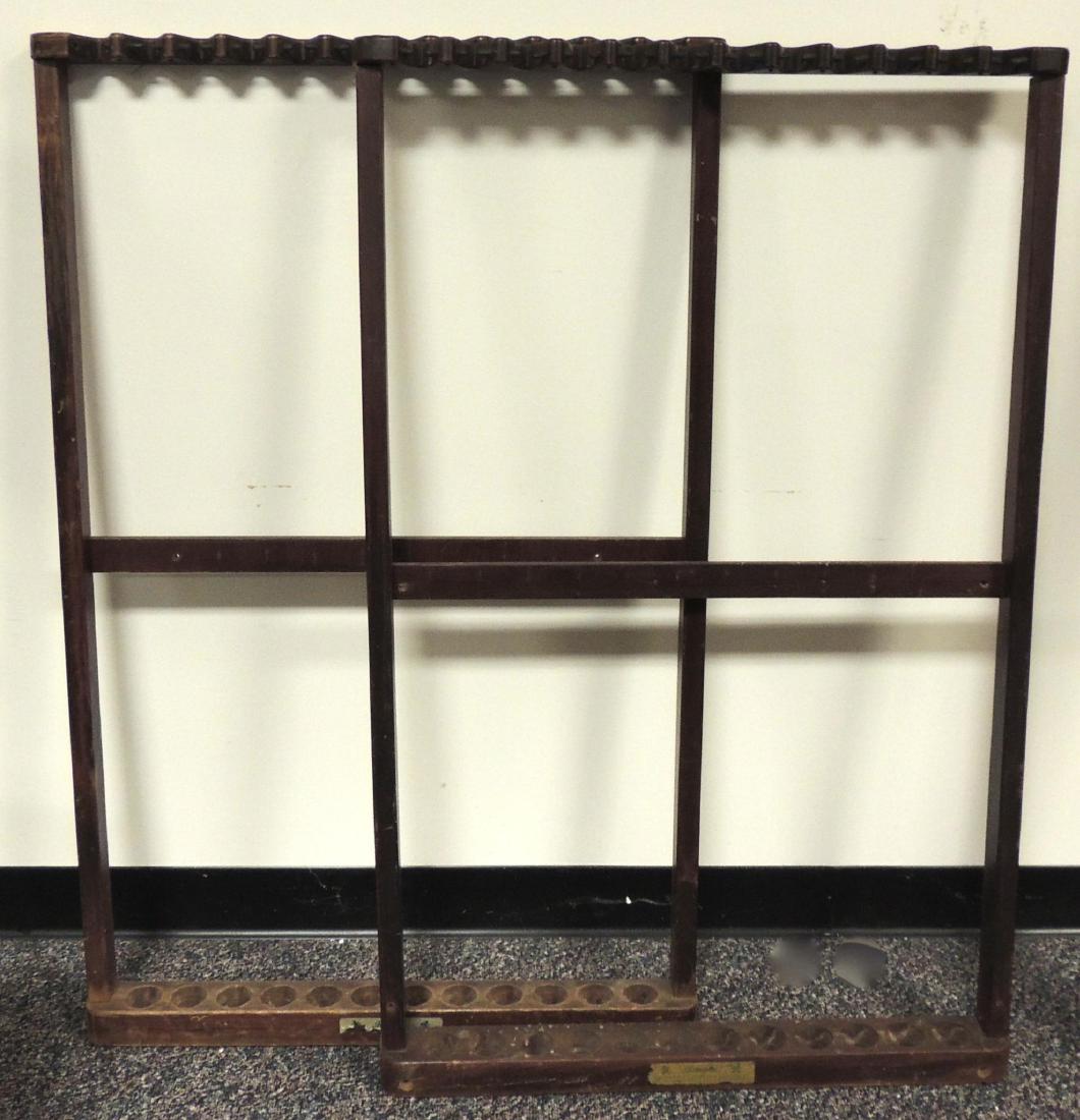Group of 2 Vintage Brunswick Pool Cue Holders: 27 x 43 inches each