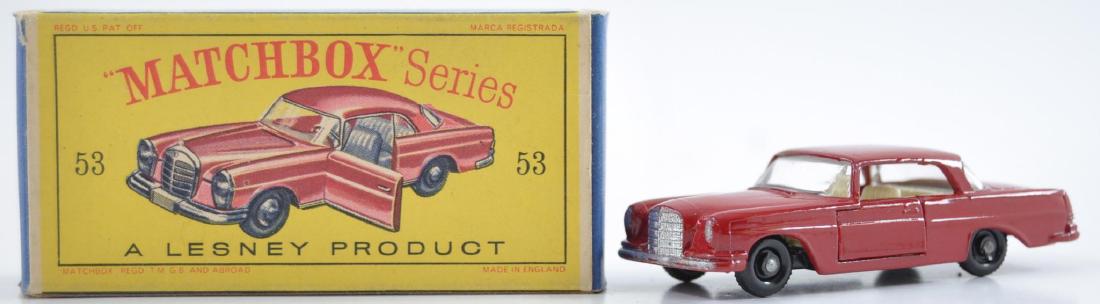 Matchbox No. 53 Mercedes Benz Coupe Die-Cast Car with: Clear Windows, BPW, White Interior, Red Body, 'D' Box, A Lesney Product, MIB