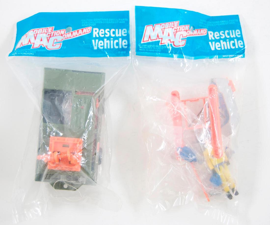 Group of 2 Lesney Mobile Action Command Rescue Vehicles: Includes Helicopter and SUV. MIB. 1973