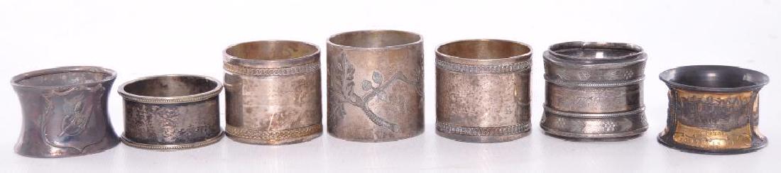 Group of 7 Antique Napkin Rings: Largest 1 3/4 x 1 3/4 inches