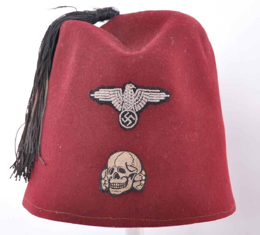 WW2 German Bosnian Waffen SS Dress Fez: Maroon red wool with black rayon tassels