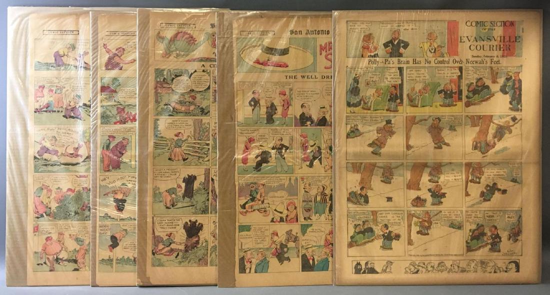 Group of 1920-30s Newspaper Comics: Includes 1920 Polly, Mutt and Jeff, Tige, Shenanigan from the comic section of Evansville courier, and 4 1930s Mr. straphanger