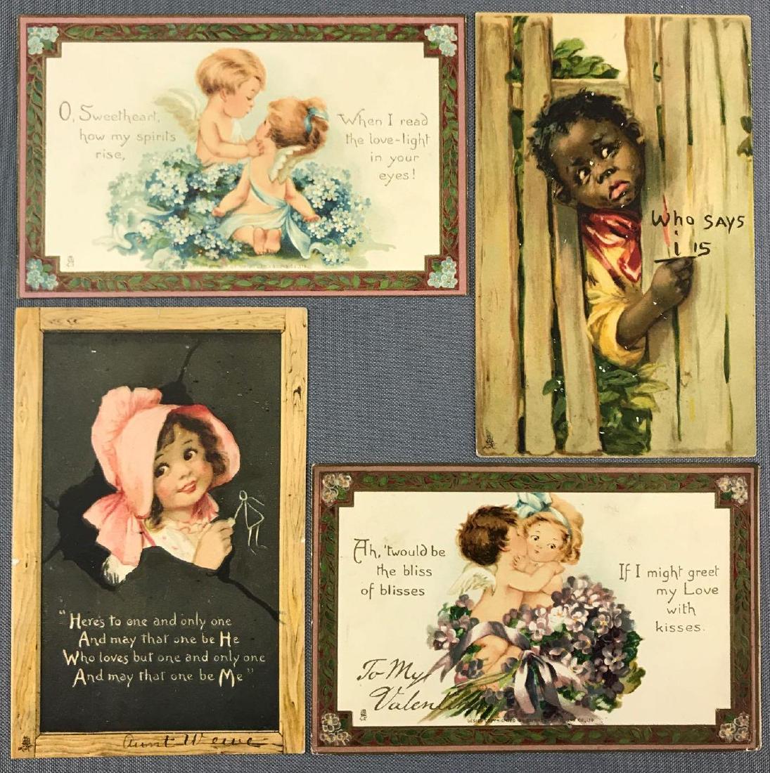 Postcards- Group of 13 Raphael Tuck Valentine series: Series 101- 2 cooing Cupids, 11 unsigned Bundage (both divided and undivided)