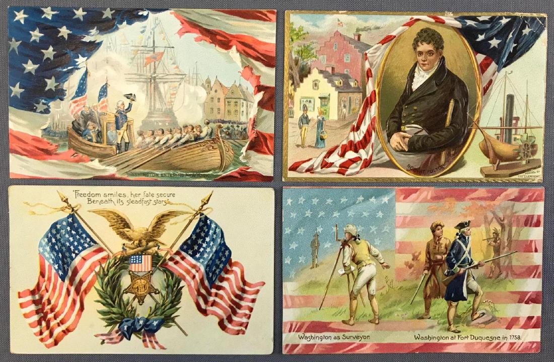 Postcards- Group of 25+ Patriotic: Washington, Robert Fulton, Theodore Roosevelt and other patriotic themed cards