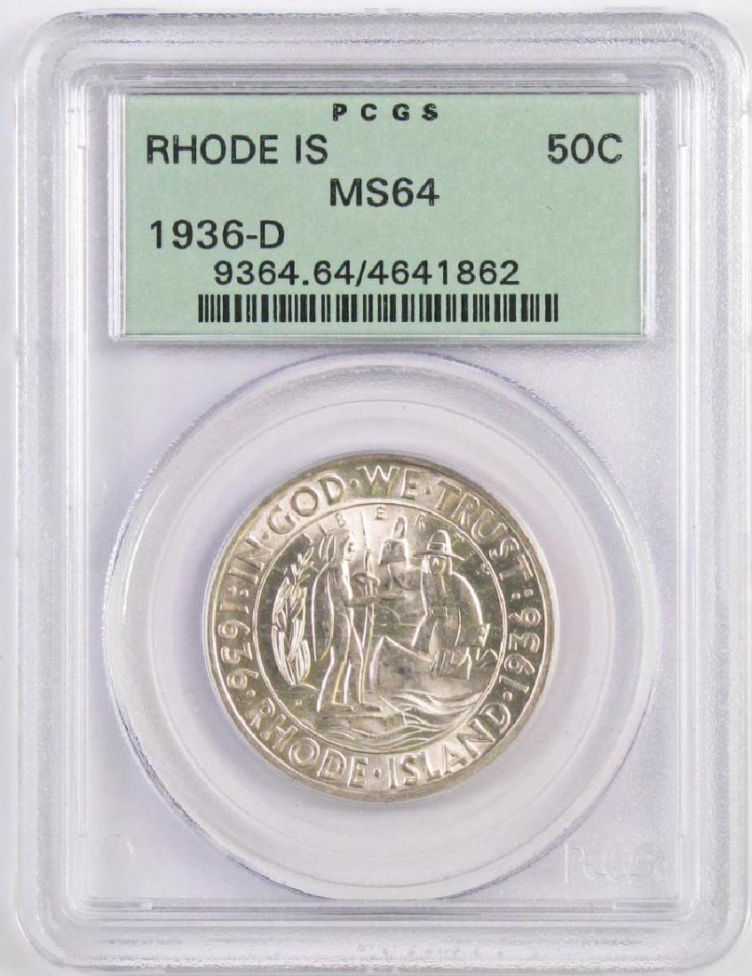1936 D Rhode Island Commemorative Silver Half Dollar (1 of 4)