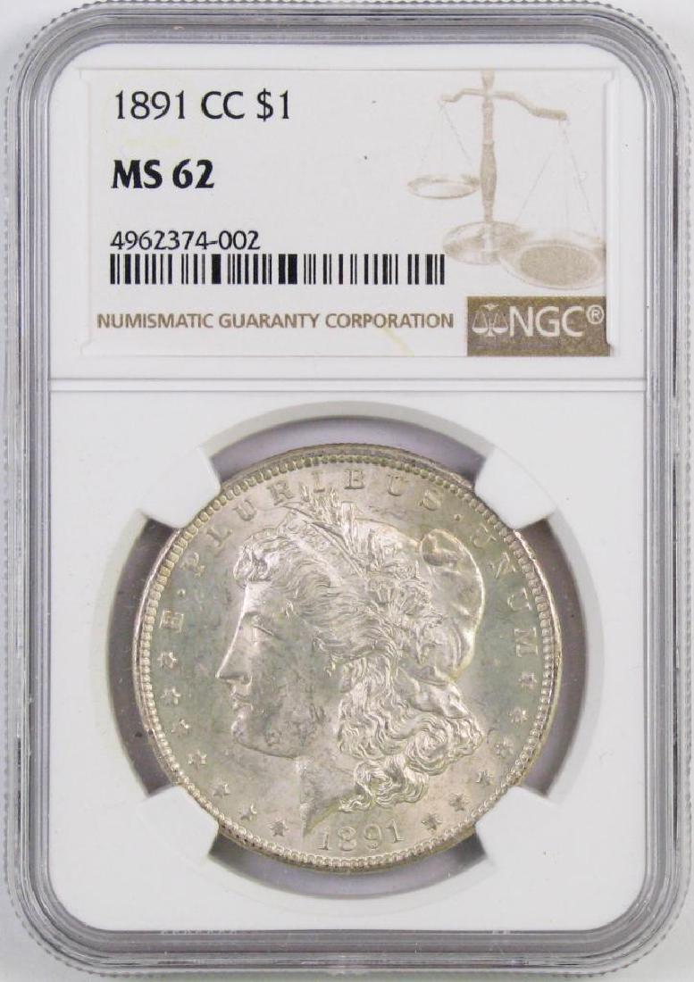 1891 CC Morgan Silver Dollar (NGC) MS62. (1 of 2)