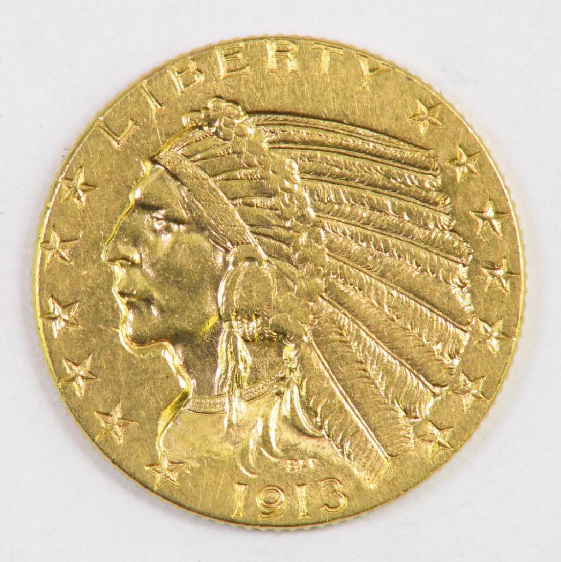 1913 P $5.00 Indian Gold. (1 of 2)