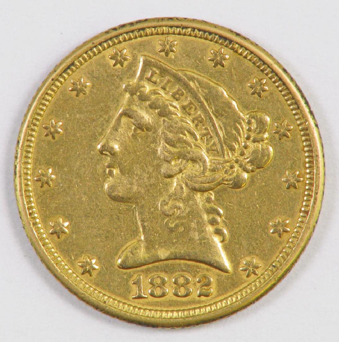 1882 P $5.00 Liberty Gold. (1 of 2)