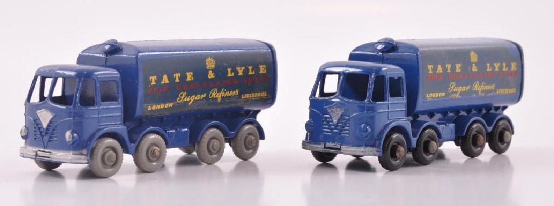 Group of 2 Matchbox No. 10 Foden 15 Ton Sugar: No Windows, BPW and GPW, Blue Bases, Tate and Lyle Decals, A Lesney Product
