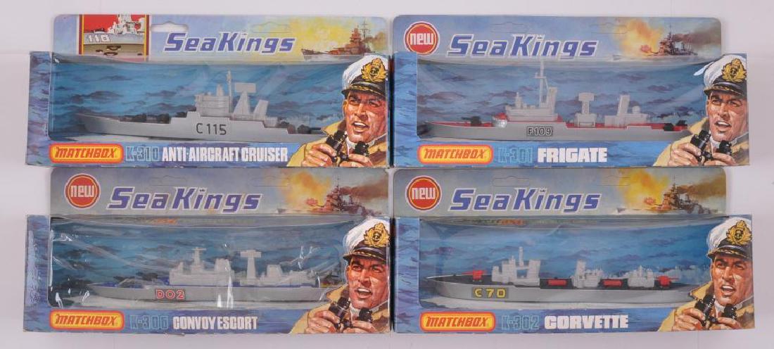 Group of 4 Matchbox Sea Kings Die-Cast Battleships in: Includes K-310 Anti Aircraft Cruiser, K-301 Frigate, K-306 Convoy Escort, and K-302 Corvette. MIB, A Lesney ProductÊ