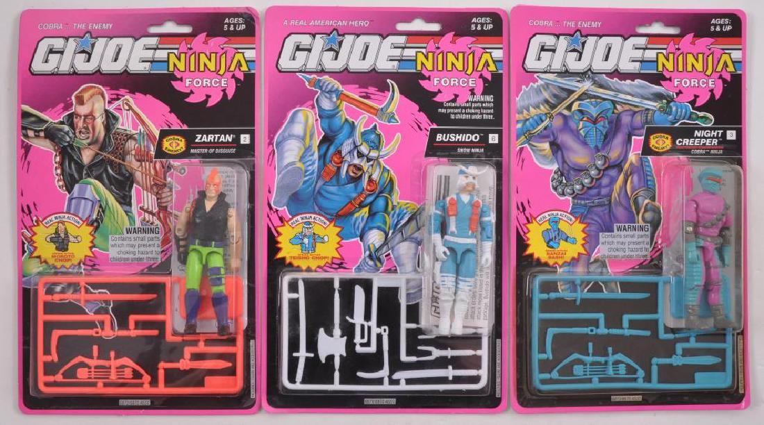 Group of 3 1992 Hasbro G.I. Joe Ninja Force Action: Includes Night Creeper, Bushido, and Zartan. MOC