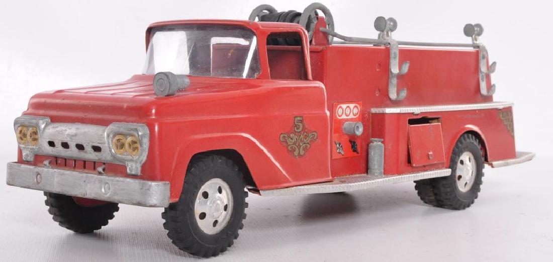 Tonka Toys Pressed Steel No. 5 Fire Truck: Some Flaws and Missing Parts, 1/16th Scale, Made in the USA