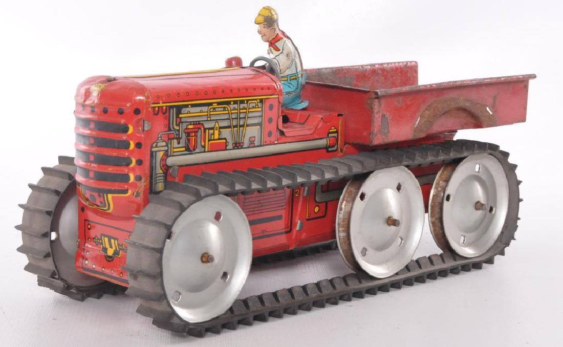 Marx Tin Litho Wind Up Tractor: Only Moves in Reverse, 13 x 5 x 6 1/2 inches