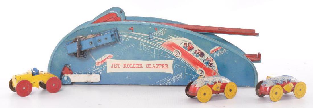 Vintage Tin Litho Jet Roller Coaster Wind Up Toy: Includes 3 Cars, Wind up works correctly but cant seem to get the cars to ride on the coaster correctly. 12 x 3 x 4 inches