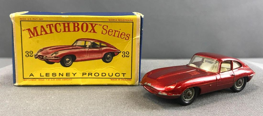 Matchbox No. 32 E Type Jaguar die cast vehicle with (1 of 9)