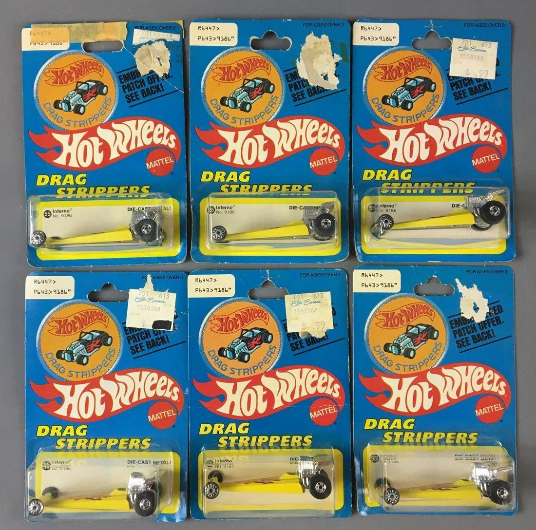 Group of 6 Hot Wheels Drag Stripper 55 Inferno Die-Cast: By Mattel, no. 9186, minor damage on some packages