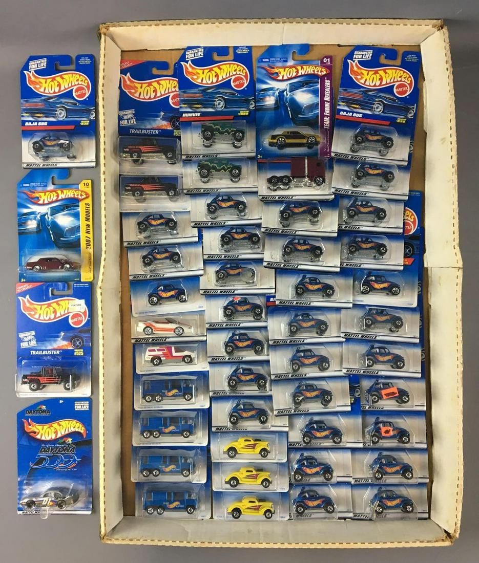 Group of 49 Hot Wheels Die-Cast Vehicles In Original: By Mattel, made in India, includes 30 Baja bugs, 4 GMC Motor Homes, 2 Humvee, 1 thunder roller and more