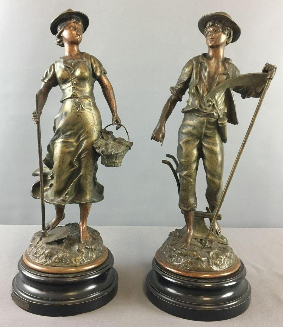 Group of 2 Antique Sarcleuse and Laboureur Metal: Rancould 16 inches tall