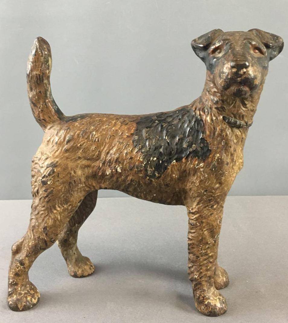 Antique Cast-Iron Dog Doorstop: 8 x 8 1/2 inches