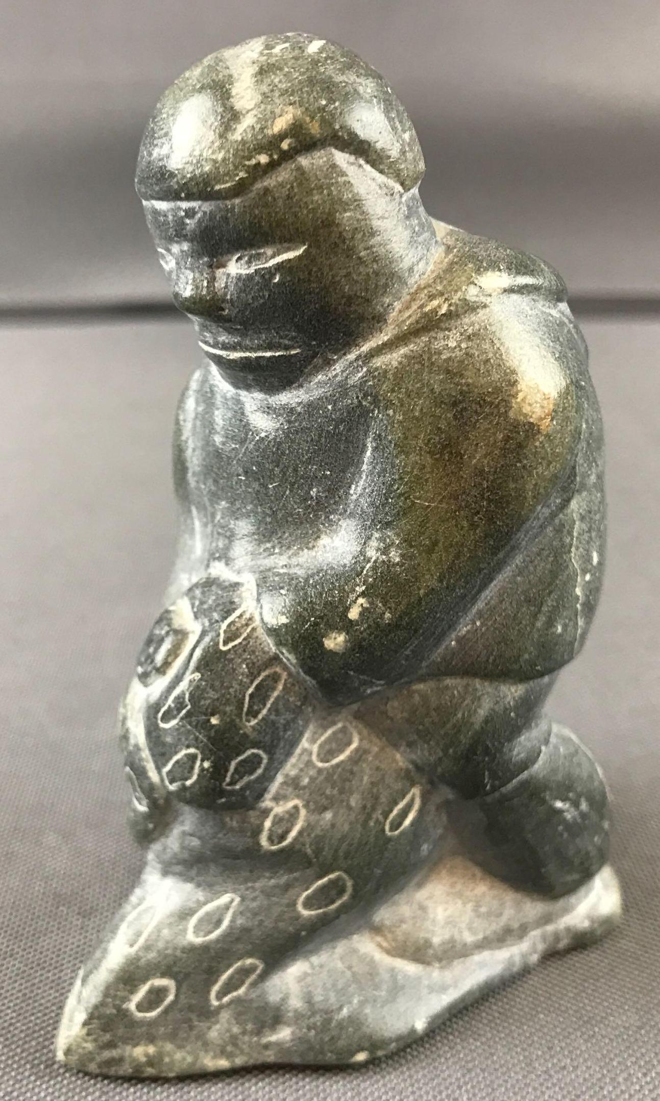 Inuit Eskimo figurine Soapstone carving: 3.5 inches tall