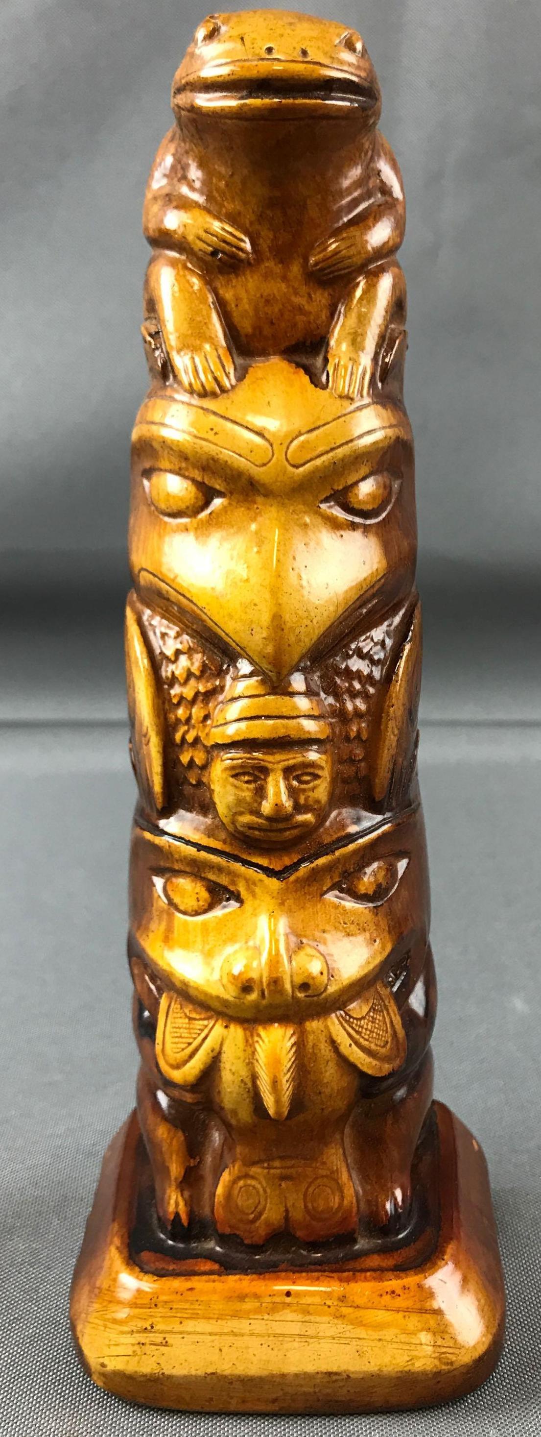 Hand carved vintage Totem: Made in Swityk Canada, 8 inches tall.