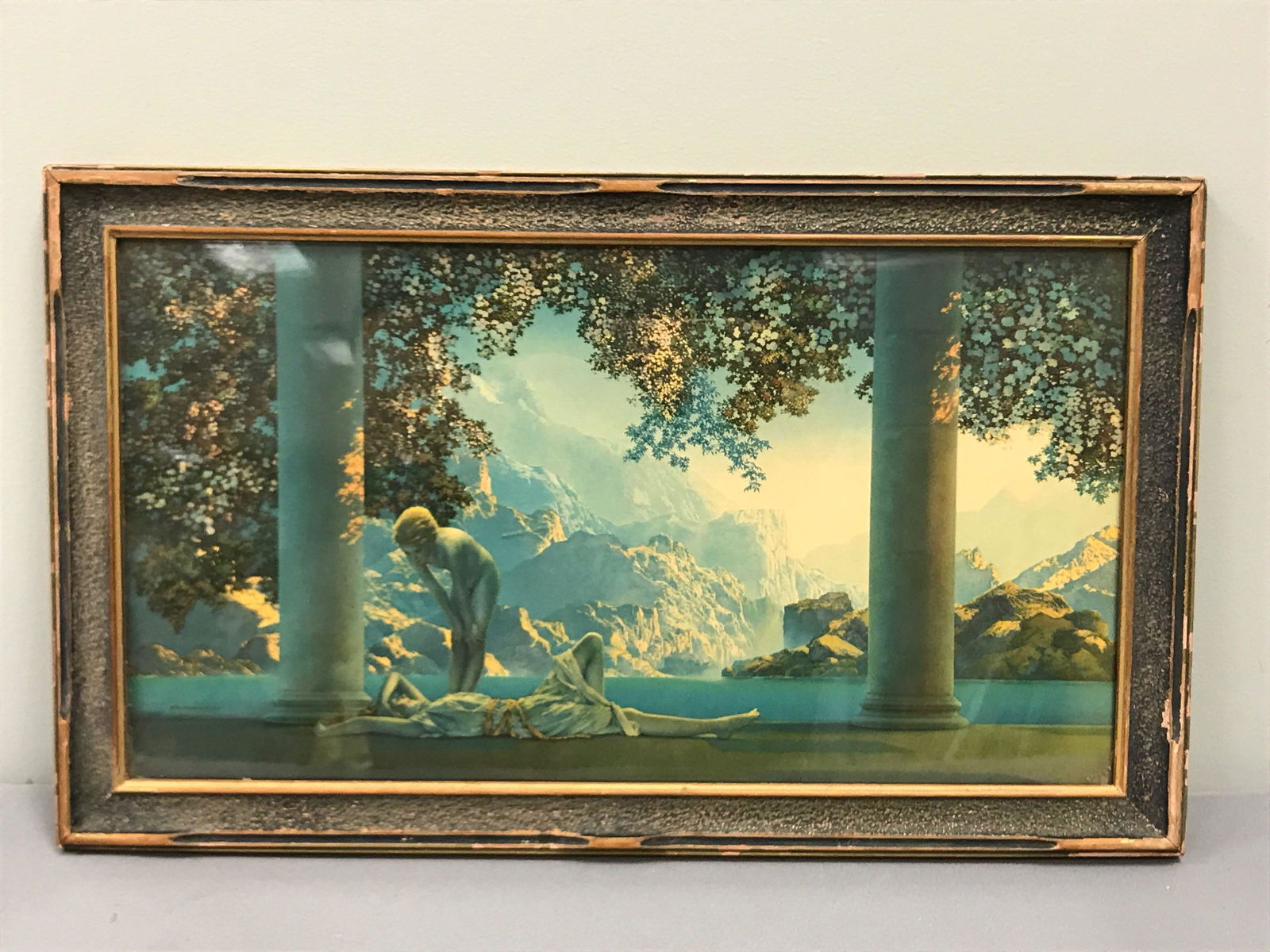 Framed Print Daybreak by Maxfield Parrish: 20 x 12