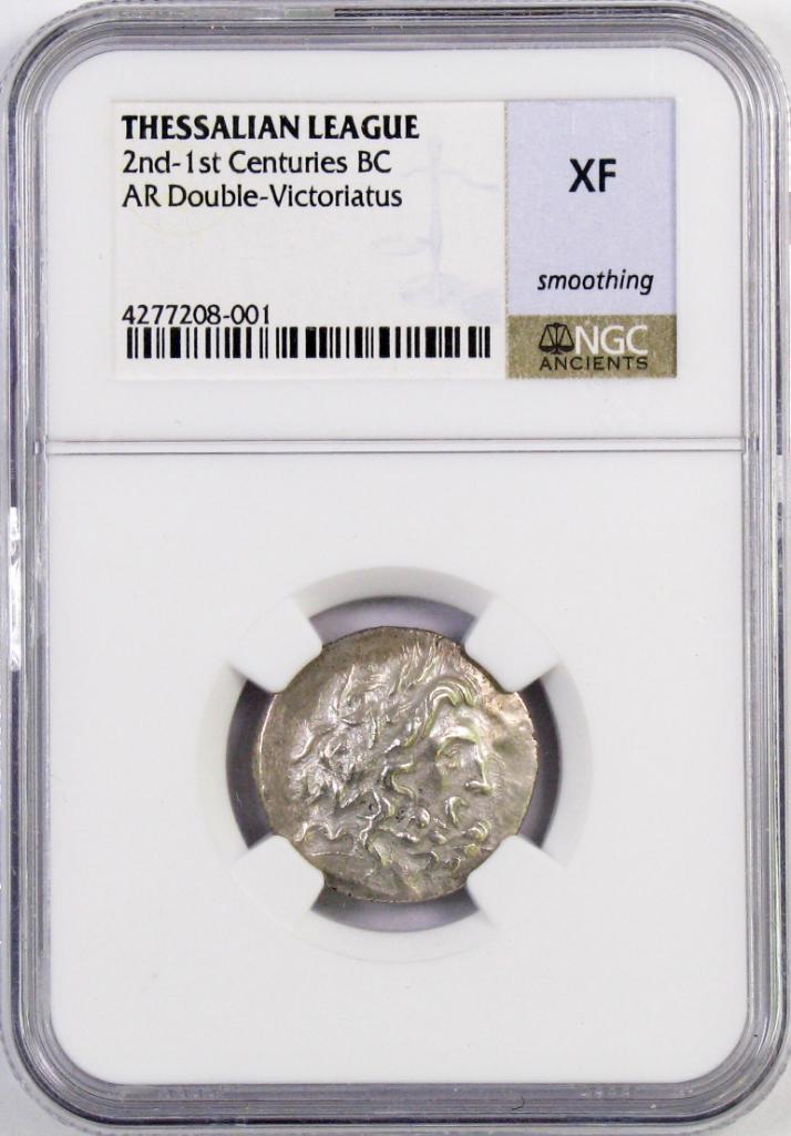 Ancient: Thessalian League 2nd-1st Centuries B.C. (NGC): AR Double-Victoriatus.