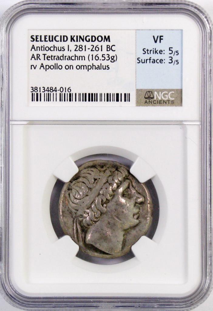 Ancient: Seleucid Kingdom Antiochus I 281-261 B.C.: AR Tetradrachm, 16.53 grams.