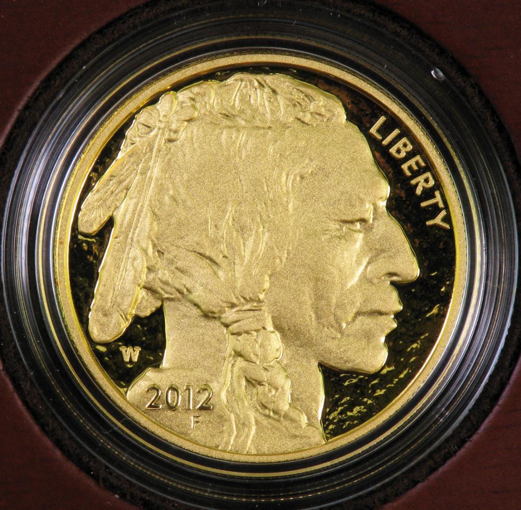 2012 W $50 American Buffalo On Ounce Proof Gold.: In original box with certificate.