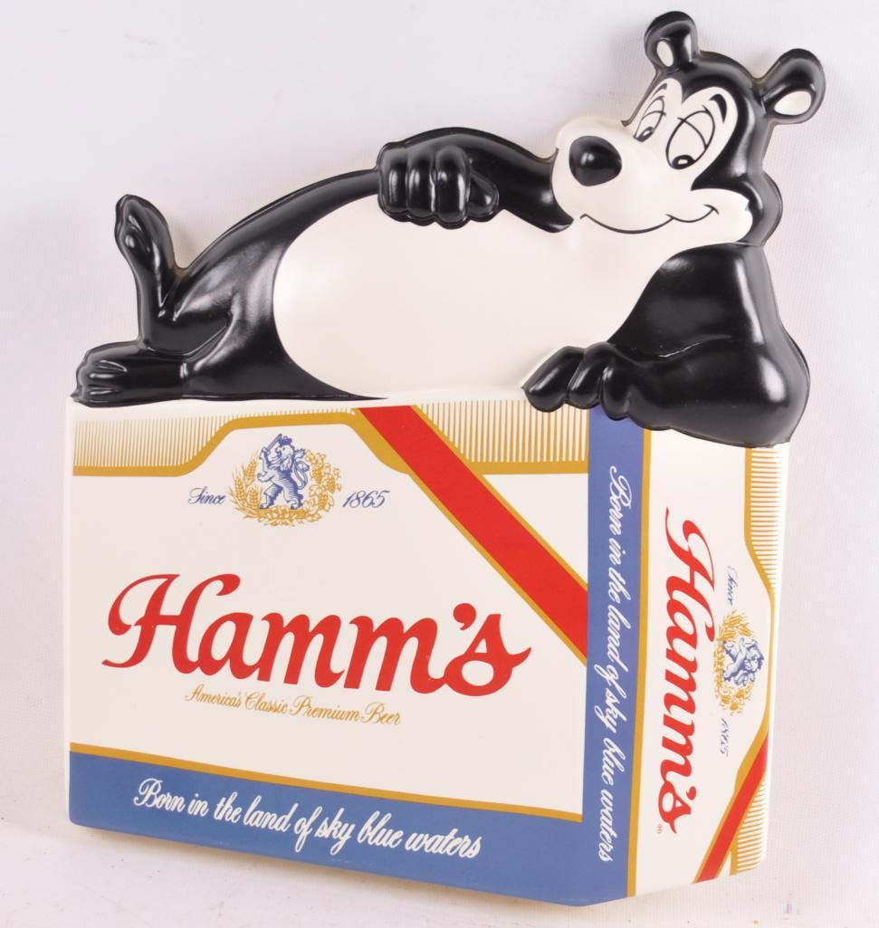 Vintage Hamm's Beer Vacuum Formed Advertising Bear Sign: 10 x 12 1/2 inches