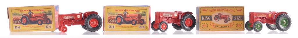 Group of 3 Matchbox King Size K-4 International: Include Red and Green Rims, Some Box Damage, 1 is missing front wheels, A Lesney Product, Made in England