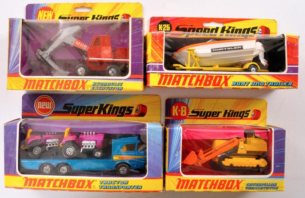 Group of 4 Matchbox Speed and Super Kings Die-Cast: Includes K-1, 25, 8, and 21. A Lesney Product Made in England, Like New Condition