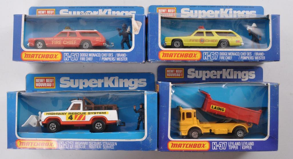 Group of 4 Matchbox King Size Die-Cast Vehicles in: Includes K-37, 67, and 77. A Lesney Product Made in England, Like New Condition