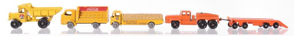 Group of 4 Matchbox Die-Cast Vehicles: Includes No. 15 Rotinoff Super Atlantic Tractor with Trailer, No. 51 Albion Chiefton, No. 37 Karrier Bantom, and No. 6 Euclid Quarry Truck. A Lesney Product Made in England