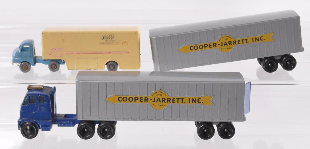 Group of Matchbox Major Pack Die-Cast Vehicles: Includes No. 9 Hendrick Tractor with Cooper Jarrett Inc. Trailers and No. 2 Bedford Articulated Truck. A Lesney Product Made in England